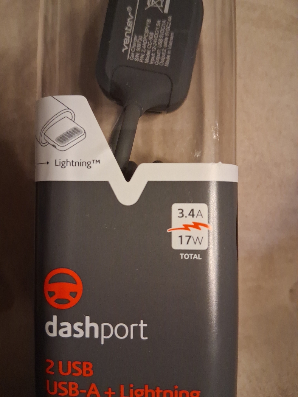Ventev dashport 2 USB-A + Lighting For iPhone/ iPad /iPod 3.4A 17W NIB - Picture 6 of 8